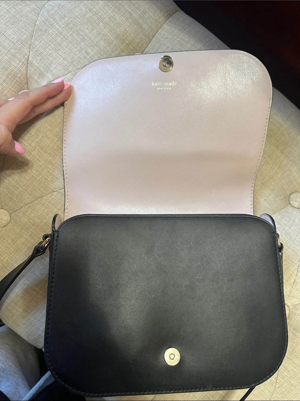 kate spade black leather crossbody saddle bag - Picture 7 of 12